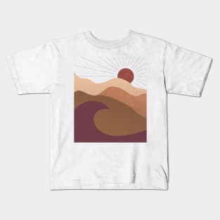 Waves and sun and mountains Bohemian Designs Kids T-Shirt